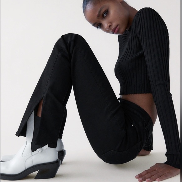 Zara High Rise Split Skinny Jeans 